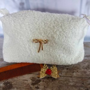 Trousse Fourrure blanche et noeud "Collection Cocon"