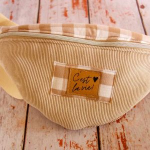 Sac banane vichy beige