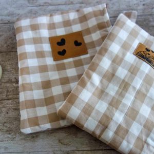 Pochettes à livre Vichy beige