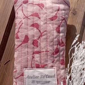 Etui à lunettes feuilles roses