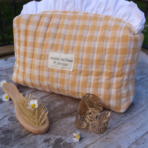 Trousse froufrous vichy jaune
