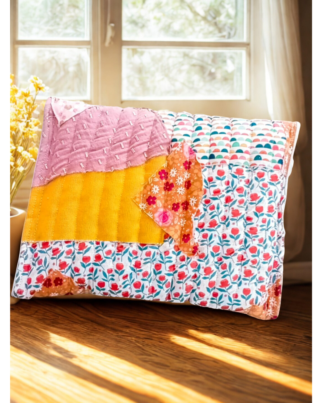 Pochette matelassée, rangement, accessoire, chutes de tissus, tissu récupéré Atelier Sa'Coud