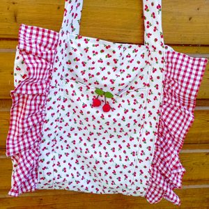 Totebag cerises en chutes de tissu