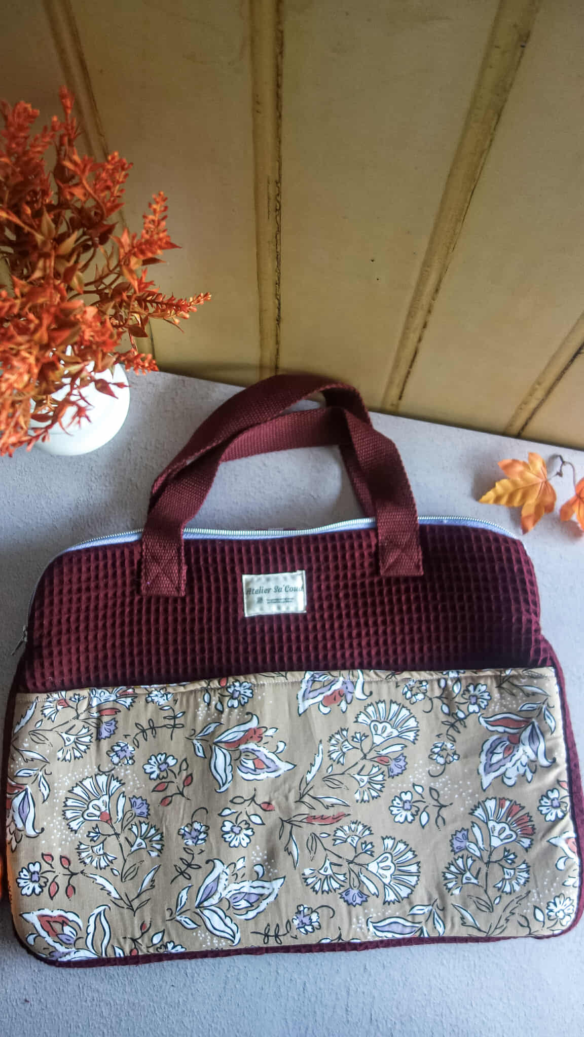 Pochette ordinateur, sacoche, bureau, bureautique, rangement, automne, Atelier Sa'Coud (2)