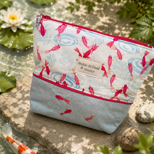 Trousse bi-matière grand format en chutes de tissus
